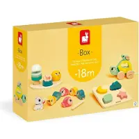 Janod - Boîte de jouets de motricité 18 mois - Jouets éducatifs en bois