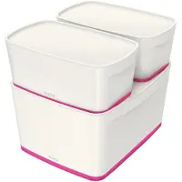 Leitz 5216-10-23 Boîte de rangement MyBox Grande A4 avec couvercle ABS blanc/rose(S)