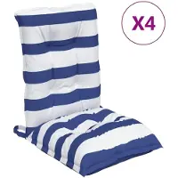 vidaXL Coussins de chaise basse 4 pcs. Bleu Blanc Rayé Tissu Oxford