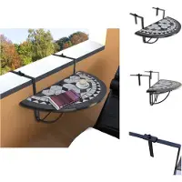 vidaXL Table suspendue pour balcon, motif mosaïque noir et blanc - Tables de jardin