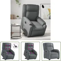 The Living Store Fauteuil de massage avec releveur électrique Gris Similicuir