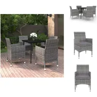 vidaXL Ensemble de jardin 5 pièces avec coussins Poly rotin et verre - Ensemble de meubles de jardin