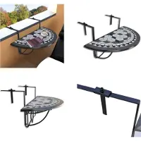 vidaXL Table suspendue pour balcon Mosaïque noir et blanc - Table de balcon - Tables de balcon - Table d'appoint - Tables d'appoint