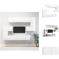 vidaXL Ensemble de 10 meubles TV Blanc Matériau dérivé du bois - Meubles TV