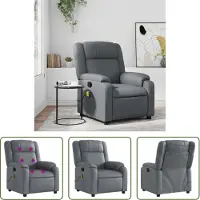 The Living Store Fauteuil de massage Gris Similicuir