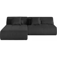 Best Mobilier Onyx - canapé modulable d'angle réversible 4 places - en velours côtelé , Gris foncé
