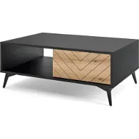 Emporius Furniture Table basse avec tiroir, table basse 100 cm Emerald - Loft, Wohnizmmer - Meubles du fabricant (Evoke chêne / noir)