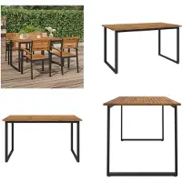vidaXL Table de jardin avec pieds en forme de U 140×80×75 cm Bois massif Acacia - Table de jardin - Tables de jardin - Table extérieure - Table de terrasse
