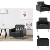 vidaXL Fauteuil Noir Simili Cuir - Fauteuil