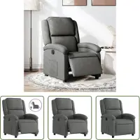 The Living Store Fauteuil Relax Electrique Gris Foncé Tissu