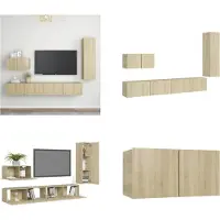 vidaXL 4 pcs. Armoire TV Sonoma chêne bois composite - Ensemble d'armoires TV - Ensembles d'armoires TV - Ensembles d'armoires TV suspendues