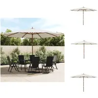 vidaXL Parasol avec mât en bois Sable 400x273 cm - Parasols & ombrelles