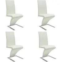 The Living Store Chaises de salle à manger 4 pcs. Blanc Similicuir