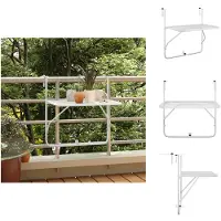 vidaXL Table de balcon Blanc 60x40 cm Acier - Tables de jardin