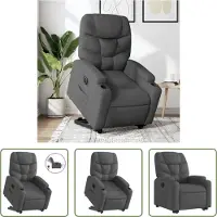 The Living Store Fauteuil relax avec releveur électrique Gris foncé Tissu