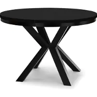 Dekori.Interiors Table ronde à rallonges pour salle à manger RAL avec piétement en anneau, style loft, industriel, diamètre : 100 / 200 cm, couleur : noir