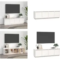 vidaXL Armoire TV Blanc 156x37x45 cm Pin massif - Armoire TV - Meubles TV - Supports TV