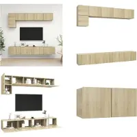 vidaXL 5 pcs. Armoire TV Sonoma chêne bois composite - Ensemble d'armoires TV - Ensembles d'armoires TV - Ensembles d'armoires TV suspendues
