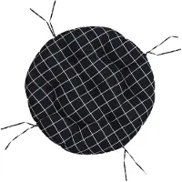 vidaXL Coussin Rond Motif À Carreaux Noir Ø 60 X11 Cm Tissu Oxford