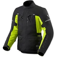 REV'IT! Veste de moto textile imperméable Revit Outback 5 H2O, noir/jaune fluo, L
