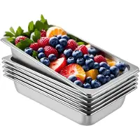 Vevor Bac Inox Alimentaire Lot de 6 Plats à Four en Acier Inoxydable 13L Épaisseur 0,8mm Bac Poli Rectangulaire Effet Miroir Aliments Chauds et Froids pour Cuisine de Restaurant Gril Gâteaux Tartes