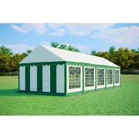 Ambitent Tente de réception 4x10 mètres, PVC, standard, 500 g/m² - Vert et blanc