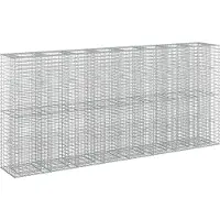 Syfax Lit surélevé gabion 4 pcs Argenté 330 x 50 x 150 cm