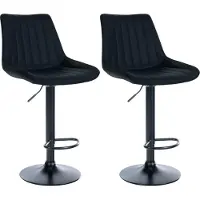 BellaFurn set de 2 tabourets de bar en similicuir - tabouret - confort d'assise optimal | Couleur : noir | Matériau châssis : métal noir mat