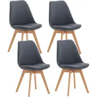 BellaFurn set de 4 chaises de salle à manger - chaises de cuisine - confortables et faciles à nettoyer | Couleur : gris foncé, Matériau : poussière