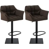 BellaFurn Set de 2 tabourets de bar réglables - tabouret haut - confort d'assise supplémentaire | Couleur de base : noir | Couleur : marron