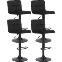 BellaFurn set de 4 tabourets de bar Velvet - Tabouret de bar - Confort optimal | Couleur : noir