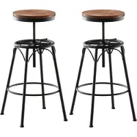 BellaFurn set de 2 tabourets de bar - tabouret de cuisine - Assise pivotante, réglable en hauteur | Couleur : noir