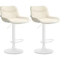 BellaFurn set de 2 tabourets de bar réglables - tabouret de bar en tissu - expérience d'assise confortable | Couleur : crème | Couleur de base : blanc