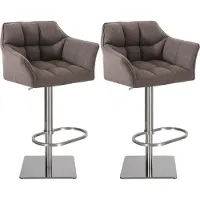 BellaFurn Set de 2 tabourets de bar réglables - tabouret haut - confort d'assise supplémentaire | Couleur de base : inox | Couleur : gris