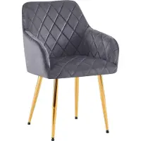BellaFurn Confortable chaise de salle à manger Velvet - Chaise élégante, confort durable - Structure stable | Couleur : gris foncé. Matériau du corps : or métallique