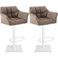 BellaFurn Set de 2 tabourets de bar réglables - tabouret haut - confort d'assise supplémentaire | Couleur de base : blanc | Couleur : terrabruin