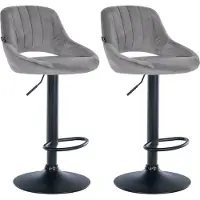 BellaFurn lot de 2 tabourets de bar en velours - tabouret de cuisine - hauteur réglable et fonction pivotante