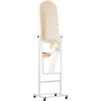BellaFurn Miroir à poser - miroir sur pied - pivotant à 360°, design facile à toucher | couleur : blanc