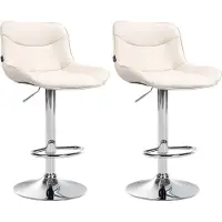 BellaFurn set de 2 tabourets de bar - Tabouret - Confort ergonomique, hauteur réglable | Couleur : crème | Couleur de base : chrome