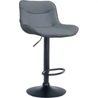 BellaFurn Tabouret de bar en similicuir - tabouret design - confort ergonomique, hauteur réglable | Couleur : gris | Couleur de base : noir