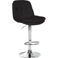 BellaFurn Tabouret de bar rembourré de tissu - chaise haute - confort réglable et pivotant | Couleur : noir | Matériau base : métal chromé