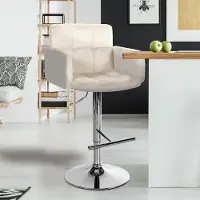 BellaFurn ensemble de 2 tabourets de bar Velvet Cream Coloured - Tabouret de bar moderne, réglable, confort d'assise supplémentaire