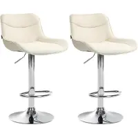 BellaFurn set de 2 tabourets de bar réglables - tabouret de bar en tissu - expérience d'assise confortable | Couleur : crème | Couleur de base : chrome