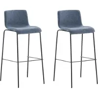 BellaFurn set de 2 tabourets de bar - tabourets minces - design ergonomique pour une position assise confortable | Couleur : bleu | Couleur de base : noir