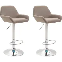 BellaFurn Set de 2 tabourets de bar réglables - Tabouret de bar - dossier confortable et repose-pieds | Couleur : taupe | Couleur de base : chrome