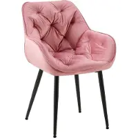 BellaFurn Chaise de salle à manger Velvet - Style fauteuil - Grand confort et entretien facile | Couleur : Rose