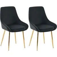 BellaFurn lot de 2 chaises de salle à manger - chaises en velours - accoudoirs confortables, structure en métal doré