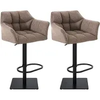 BellaFurn Set de 2 tabourets de bar réglables - tabouret haut - confort d'assise supplémentaire | Couleur de base : noir | Couleur : terrabruin