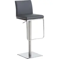 BellaFurn Tabouret de bar en similicuir - tabouret multifonctionnel - réglable et pivotant pour un confort optimal | Couleur : gris | Couleur de base : inox