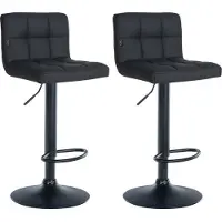 BellaFurn Set de 2 tabourets de bar en similicuir - tabouret de cuisine - confort réglable | Couleur : noir | Couleur de base : noir